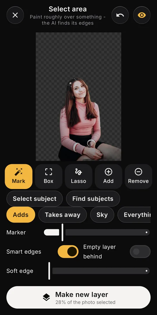 FourSnap cut-out screen