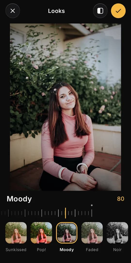 FourSnap Looks screen